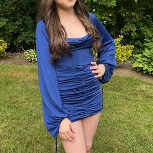 Lucy in the Sky homecoming dark blues long sleeve dress